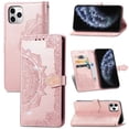 thumbnail image 1 of Feishell Flip Wallet Case for iPhone 13 Pro, Bling Diamond Embossed Cover [Premium PU Leather+TPU Bumper][3 Card Slots][Stand Function][Magnetic Closure][Wrist Strap] Shockproof Phone Case,Rosegold, 1 of 12