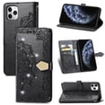 thumbnail image 1 of Feishell Flip Wallet Case for iPhone 13 Pro, Bling Diamond Embossed Cover [Premium PU Leather+TPU Bumper][3 Card Slots][Stand Function][Magnetic Closure][Wrist Strap] Shockproof Phone Case,Black, 1 of 12