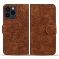 thumbnail image 1 of Feishell Flip Wallet Case for iPhone 16 Pro with Wrist Strap,Shockproof Embossed Pattern PU Leather Magnetic Clasp Folio Protective Phone Cover with Kickstand & Card Slots,Brown, 1 of 9