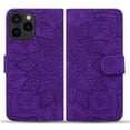 thumbnail image 1 of Feishell Flip Wallet Case for iPhone 16 with Wrist Strap,Shockproof Embossed Pattern PU Leather Magnetic Clasp Folio Protective Phone Cover with Kickstand & Card Slots,Purple, 1 of 9