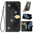 thumbnail image 1 of Feishell Flip Wallet Case for iPhone XR, Bling Diamond Embossed Cover [Premium PU Leather+TPU Bumper][3 Card Slots][Stand Function][Magnetic Closure][Wrist Strap] Shockproof Phone Case,Black, 1 of 10