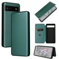 thumbnail image 1 of Feishell Flip Wallet Cover for Google Pixel 6a (6.1 inch),Shockproof Slim Fit Carbon Fiber Texture PU Leather Magnetic Closure Folio Card Pocket Kickstand Phone Case,Green, 1 of 11