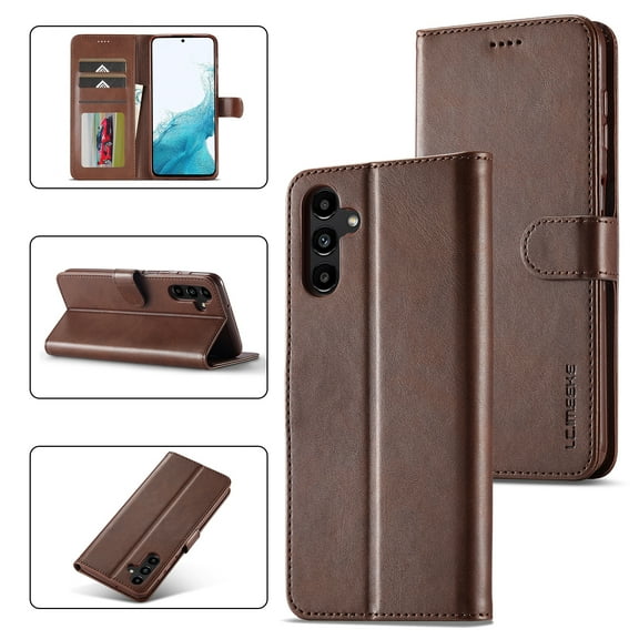 Feishell Flip Wallet Phone Case for Samsung Galaxy A36 5G,Premium PU Leather Magnetic Clasp Folio Cover with ID Credit Card Slots & Kickstand Shockproof Anti-Scratch Protective Case, Brown