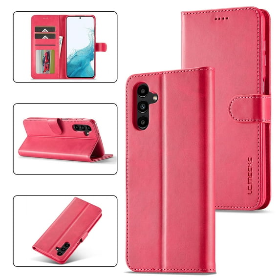 Feishell Flip Wallet Phone Case for Samsung Galaxy S25 Plus,Premium PU Leather Magnetic Clasp Folio Cover with ID Credit Card Slots & Kickstand Shockproof Anti-Scratch Protective Case, Rose
