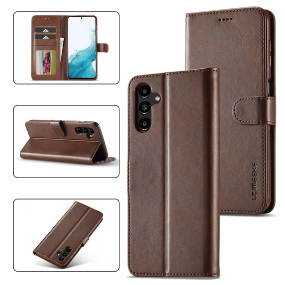 Feishell Flip Wallet Phone Case for Samsung Galaxy S25 Plus,Premium PU Leather Magnetic Clasp Folio Cover with ID Credit Card Slots & Kickstand Shockproof Anti-Scratch Protective Case, Brown