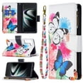 thumbnail image 1 of Feishell Galaxy S21 FE Case Zipper Purse Embossed Pattern Premium Leather Wallet Cover Flip Stand Card Slots Holder Magnetic with Wrist Strap Case for Samsung Galaxy S21 FE, Two Butterfly, 1 of 8