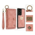 thumbnail image 1 of Feishell Galaxy S21 Wallet Case, Multi-Functional Premium Leather Folio Removable Wallet Cover with Zip Purse ID Credit Card Holder & Detachable Magnetic Case For Samsung Galaxy S21, Pink, 1 of 9