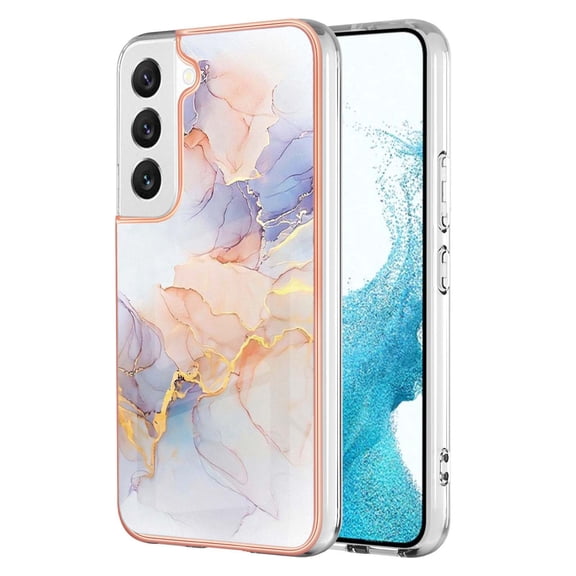 Feishell for Galaxy S22 Case, [Raised Lip Screen Drop Protection] Marble Shockproof Protective Slim Glossy Stylish TPU Durable Phone Cover For Samsung Galaxy S22, Galaxy White Marble