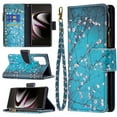 thumbnail image 1 of Feishell Galaxy S22 Ultra Case Zipper Purse Embossed Pattern Premium Leather Wallet Cover Flip Stand Card Slots Holder Magnetic with Wrist Strap Case for Samsung Galaxy S22 Ultra, Plum Blossom, 1 of 8