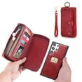 thumbnail image 1 of Feishell Galaxy S22 Wallet Case, Multi-Functional Premium Leather Folio Removable Wallet Cover with Zip Purse ID Credit Card Holder & Detachable Magnetic Case For Samsung Galaxy S22, Red, 1 of 9