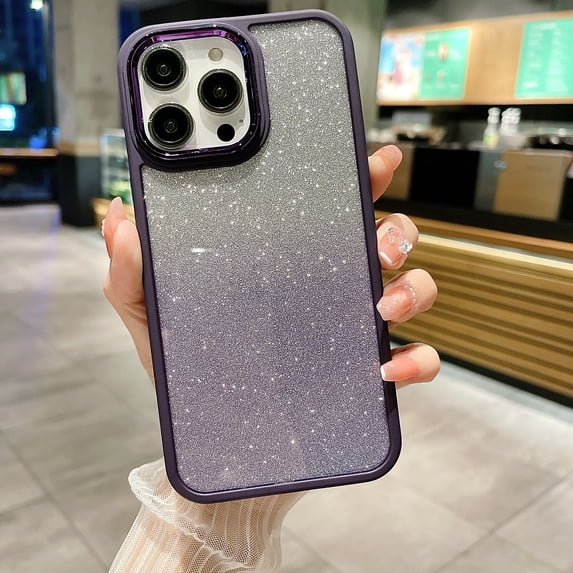 Feishell Glitter Case for iPhone 11 Pro Max, Gradient Sparkle-Shining Hybrid Rugged PC Acrylic + TPU Electroplated Lens Protection Non-Yellowing Slim Lightweight Cover for iPhone 11 Pro Max,Darkpurple
