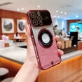 thumbnail image 1 of Feishell Glitter Magnetic Case for iPhone 13 Pro Max Gradient Sparkle Paper Clear Plating Cover, Lens Protective Film Rugged PC Shockproof Case Compatible with Wireless Charging MagSafe, Red, 1 of 1