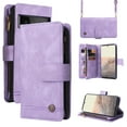 thumbnail image 1 of Feishell for Google Pixel 6 Pro 6.7 inch Zipper Wallet Case with Wrist Strap & Shoulder Strap,Premium PU Leather Magnetic Clasp Flip Holder Card Slots Crossbody Phone Case for Women Men,Purple, 1 of 18