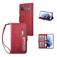 thumbnail image 1 of Feishell for Google Pixel 6 Pro Case Wallet, with Credit Card Slots Durable Flip Folio Kickstand Magnetic Closure Leather Zipper Pocket Wrist Strap Cover for Google Pixel 6 Pro, Red, 1 of 6