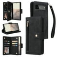 thumbnail image 1 of Feishell for Google Pixel 6 Wallet Case with Wrist Strap,Premium PU Leather Zipper Pocket Magnetic Buckle Folio Flip ID Credit Card Slots Shockproof Kickstand Phone Case for Women Men,Black, 1 of 15
