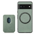 thumbnail image 1 of Feishell for Google Pixel 6a Carbon Fibre Texture PU Leather Phone Case with Removable Card Pocket,Compatible with MagSafe Charging,Shockproof Luxury Magnetic Anti-Scratch Slim Phone Case,Green, 1 of 6