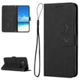 thumbnail image 1 of Feishell for Google Pixel 7 6.3 inch Wallet Case,for Women Men,Love Heart Pattern Embossed Plain PU Leather Magnetic Clasp Credit Card Slots Folio Flip Kickstand Phone Cover,Black, 1 of 11
