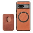 thumbnail image 1 of Feishell for Google Pixel 7 Carbon Fibre Texture PU Leather Phone Case with Removable Card Pocket,Compatible with MagSafe Charging,Shockproof Luxury Magnetic Anti-Scratch Slim Phone Case,Brown, 1 of 7