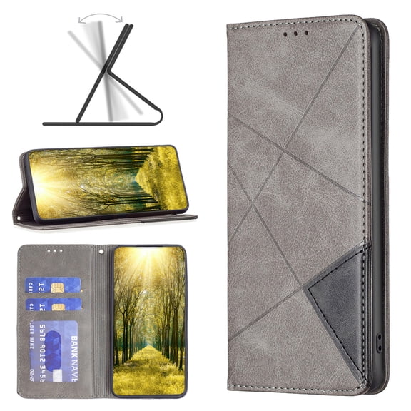 Feishell for Google Pixel 7 Folio Flip Case,Premium Durable PU Leather Magnetic Closure Credit Card Slots Kickstand Shockproof TPU Inner Wallet Classic Retro Phone Case,Gray