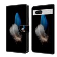 thumbnail image 1 of Feishell for Google Pixel 7a Slim Wallet Case with Fashion Colorful Pattern Painted,Luxury PU Leather Magnetic Flip Stand Card Slots Pocket Phone Case,Two Feathers, 1 of 8