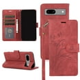 thumbnail image 1 of Feishell for Google Pixel 7a Wallet Case with Wrist Strap, [Butterflies & Orchid Embossed] Premium PU Leather Magnetic Clasp Case Cover with Card Slots Kickstand Flip Phone Case for Women Men,Red, 1 of 7