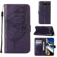 thumbnail image 1 of Feishell for Google Pixel 8 Flip Wallet Case,Butterfly & Flower Embossed Pattern PU Leather Magnetic Folio Flip Protective with Credit Card Slots Kickstand Slim Phone Case,Purple, 1 of 7
