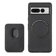 thumbnail image 1 of Feishell for Google Pixel 8 Pro Carbon Fibre Texture PU Leather Phone Case with Removable Card Pocket,Compatible with MagSafe,Shockproof Luxury Magnetic Anti-Scratch Slim Phone Case,Black, 1 of 6