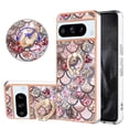 thumbnail image 1 of Feishell for Google Pixel 8 Pro Case with Rotating Metal Ring Kickstand, Stylish Thin IMD Marble Flower Pattern Cover Shockproof Lightweight Slim Fit Girls Women Phone Case for Google Pixel 8 Pro,E, 1 of 6