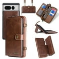 thumbnail image 1 of Feishell for Google Pixel 8 Pro Crossbody Wallet Case,PU Leather Lager Capacity Detachable Cover Magnetic Buckle Card Slots Zipper Pocket Kickstand Phone Case with Adjustable Shoulder Strap,Brown, 1 of 8