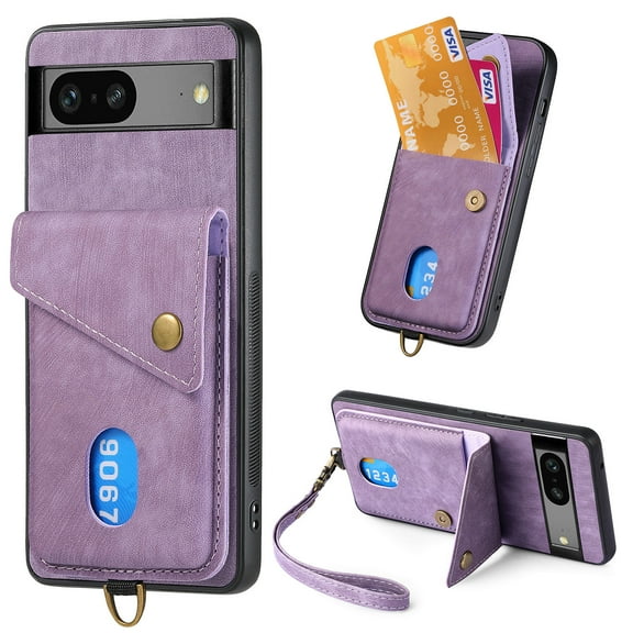 Feishell for Google Pixel 8A, Wallet Case with Card Holder Leather Card Slots Kickstand Shockproof RFID Blocking Magnetic Clasp Protective Cover for Women Men for Google Pixel 8A, Purple