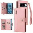 thumbnail image 1 of Feishell for Google Pixel 8a Wallet Case with Wrist Strap,Premium PU Leather Zipper Pocket Magnetic Buckle Folio Flip ID Credit Card Slots Shockproof Kickstand Phone Case for Women Men,Rosegold, 1 of 15