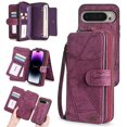 thumbnail image 1 of Feishell for Google Pixel 9 Pro XL Multi-Function Wallet Case, with Wrist Strap, Premium PU Leather 2 in 1 Magnetic Detachable Purse 14 Card Holder Slots Zipper Pocket Phone Case for Women Men,Winered, 1 of 8
