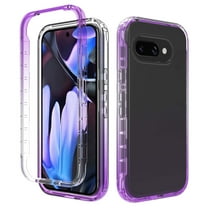 Feishell Gradient Clear Case for Google Pixel 9A,Dual Layer Hybrid 2-In-1 PC   TPU Transparent Anti-Scratch Shockproof Lightweight Slim Anti-Yellowing Phone Case for Google Pixel 9A,Purple