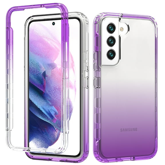 Feishell Gradient Clear Case for Samsung Galaxy S25,Dual Layer Hybrid 2-In-1 PC + TPU Transparent Anti-Scratch Shockproof Lightweight Slim Anti-Yellowing Phone Case for Samsung Galaxy S25,Purple