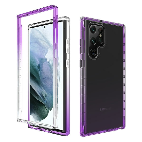Feishell Gradient Clear Case for Samsung Galaxy S25 Ultra,Dual Layer Hybrid 2-In-1 PC + TPU Transparent Anti-Scratch Shockproof Lightweight Slim Anti-Yellowing Case for Samsung Galaxy S25 Ultra,Purple