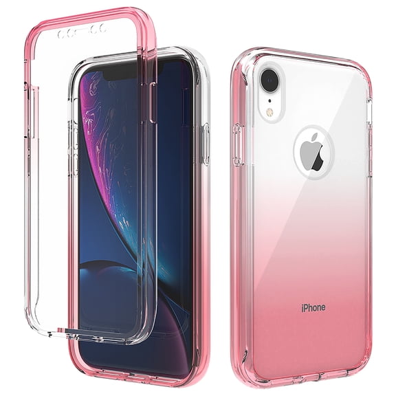 Feishell Gradient Clear Case for iPhone XR (6.1 inch),Dual Layer Hybrid 2-In-1 PC + TPU Transparent Anti-Scratch Shockproof Lightweight Slim Phone Case for iPhone XR,Red