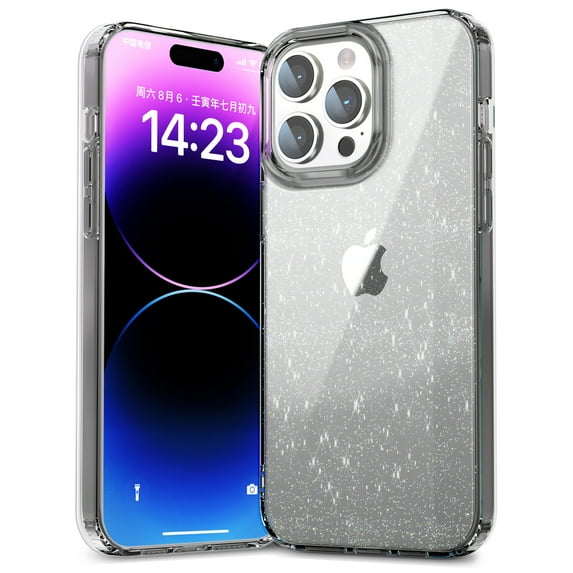 Feishell Gradient Sparkle Glitter Case for iPhone 11 Pro Max, Rugged PC+TPU Hybrid Non-Yellowing Translucent Shockproof Cover, Shining Slim Lightweight Clear Case for Women Girls,Gray