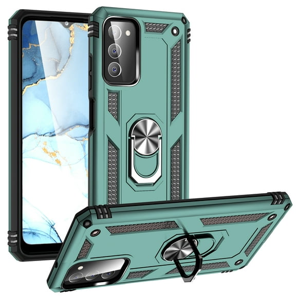 Feishell Hybrid Armor Phone Case for Samsung Galaxy A03s,Military Grade Shockproof 360 Rotatable Metal Ring Holder Kickstand Support Magnetic Car Mount Dual Layer Protective Phone Cover,Darkgreen