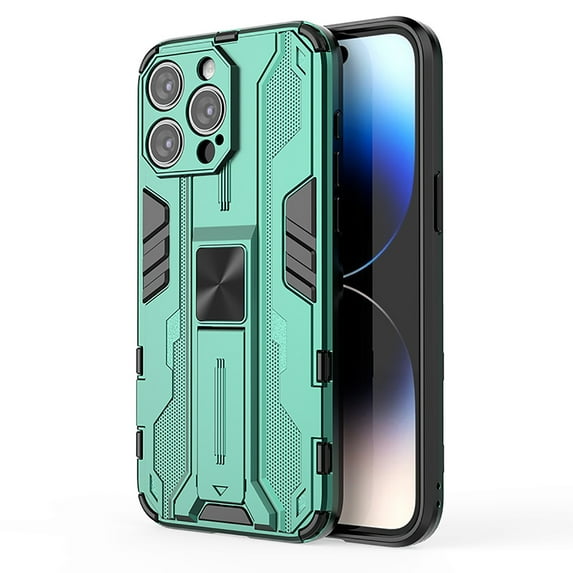 Feishell Hybrid Armor Rugged Case for iPhone 16 Pro Max,Support Magnetic Car Mount,Military Grade Drop Protection Hidden Kickstand Rugged Non-Slip Durable Phone Case for iPhone 16 Pro Max,Green