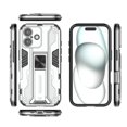 thumbnail image 1 of Feishell Hybrid Armor Rugged Case for iPhone 16,Support Magnetic Car Mount,Military Grade Drop Protection Hidden Kickstand Rugged Non-Slip Durable Phone Case for iPhone 16,Silver, 1 of 1