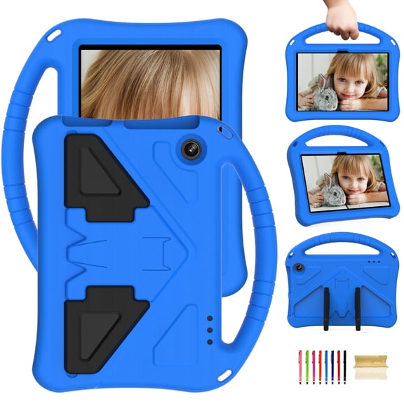 Feishell Kids-Friendly Case for Amazon Kindle Fire 7 12th Generation 2022 Released,with Portable Handle & Kickstand,Shockproof EVA Foam Anti-Scratch Child Protector Tablet Case Cover,Blue