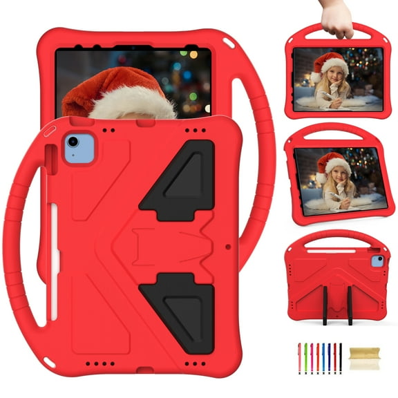 Feishell Kids-Friendly Case for Apple iPad 10th Generation 10.9 inch (2022),with Portable Handle & Kickstand,Shockproof EVA Foam Anti-Scratch Child Protector Tablet Case Cover,Red