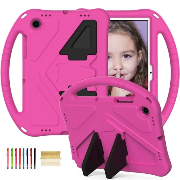 Feishell Kids-Friendly Case for Samsung Galaxy Tab A8 10.5 inch (Released 2022),with Portable Handle & Kickstand,Shockproof EVA Foam Anti-Scratch Child Protector Tablet Case Cover,Rose