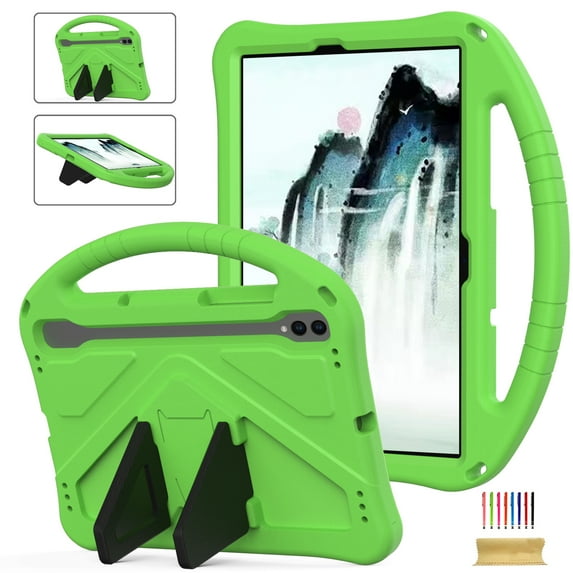 Feishell Kids-Friendly Case for Samsung Galaxy Tab S9 / Galaxy Tab S8 / Galaxy Tab S7,with Portable Handle & Kickstand,Shockproof EVA Foam Anti-Scratch Child Protector Tablet Case Cover,Green