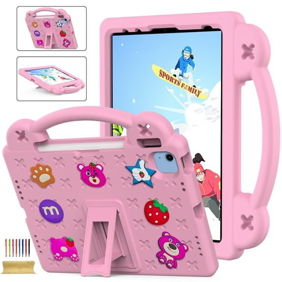 Feishell Kids-Friendly Case for iPad 10th Generation 10.9 Inch 2022,Shockproof Foldable Kickstand EVA Foam Cover with Handle Lightweight Protective Case,Pink