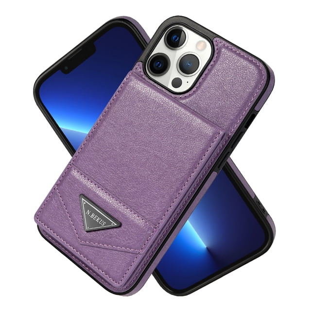 Feishell Luxury PU Leather Wallet Case for iPhone 11 Pro - Back Credit Card Slots RFID Blocking Kickstand Cover with Magnetic Button, TPU Shockproof Flip Case for iPhone 11 Pro,Purple