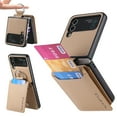 thumbnail image 1 of Feishell Lychee Texture PU Leather Phone Case for Samsung Galaxy Z Flip3 5G,with Finger Ring & Card Slots,Drop Protection Magnetic Clasp Kickstand Wallet Phone Case,Khaki, 1 of 16