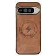 thumbnail image 1 of Feishell Magnetic Case for Google Pixel 8 Plain PU Leather Thin Slim Electroplated Edge Case Soft Bumper Anti-Fingerprint Shockproof Protective Phone Cover Compatible with Magsafe,Brown, 1 of 10