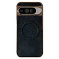 thumbnail image 1 of Feishell Magnetic Case for Google Pixel 9 / 9 Pro Plain PU Leather Thin Slim Electroplated Edge Case Soft Bumper Anti-Fingerprint Shockproof Protective Phone Cover Compatible with Magsafe,Black, 1 of 10