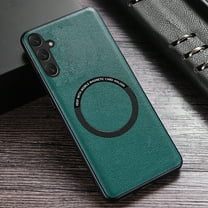 Feishell Magnetic Case for Samsung Galaxy S25,Built in Magnets Compatible with MagSafe Charger,Luxury PU Leather Shockproof Case Support Wireless Charging Ultra Thin Phone Case,Green